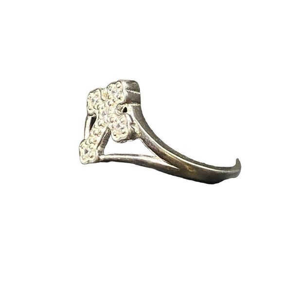 Sterling silver 925 rhinestone cross ring by Nevada Silver Mines size 8.5 adjust - Picture 2 of 9